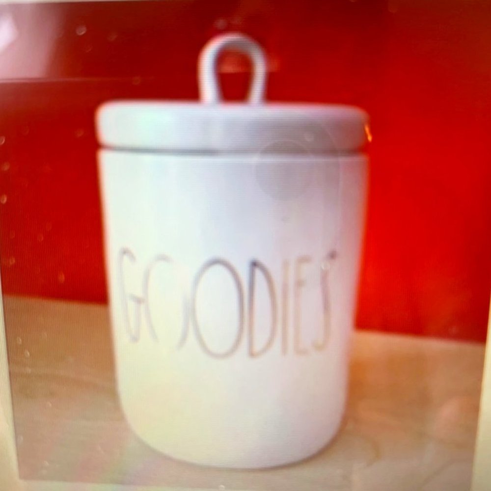 Rae Dunn Goodies loop lid Canister Enjoy the Goodi